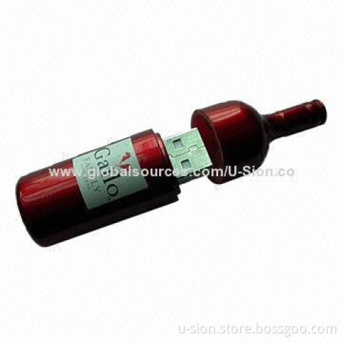 Customized Burgundy Bottle Shape for USB2.0/3.0 Flash Drive in Various Models and Colors